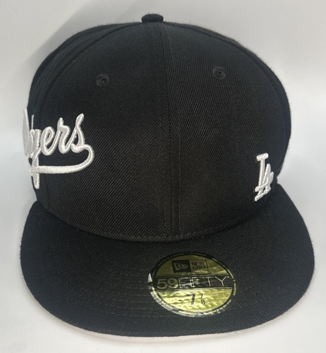 Los Angeles Dodgers New Era Jersey 59FIFTY Fitted Hat Black Size 7 7/8 - Picture 1 of 12