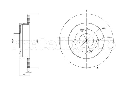 Metelli 2X Bremsscheibe Hinten Ø234 Mm Voll FüR Hyundai I10 Ba Ia 1.0 1.2 I10-image