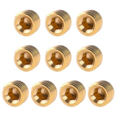 10 PCS 1/4'' NPT Male Pipe Plug Fitting Set Brass Hex Counter Sunk Plugs for C...