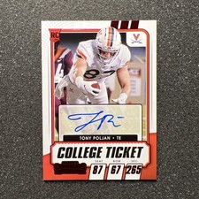2021 Contenders TONY POLJAN #316 College Ticket RC AUTO - VIRGINIA FOOTBALL 