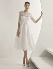 Rosa Clara Amalia Tea Length Lace Dainty Wedding Dress Size 10 NWOT