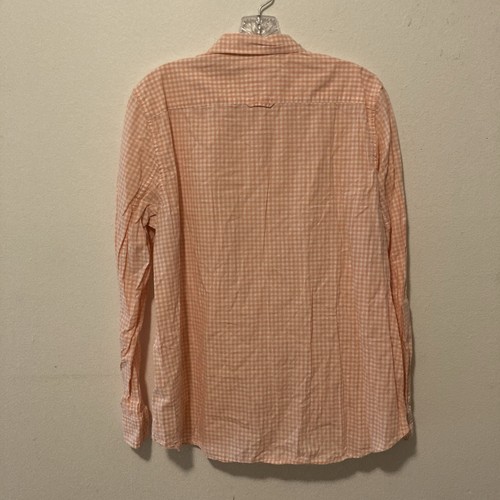 GAP orange white gingham checkered The Fitted Boyfriend button up top XL - Picture 7 of 7