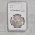 New ListingMorgan Dollar 1887 New Orleans NGC MS 62 Uncirculated $1 Silver Coin 0.900 Fine