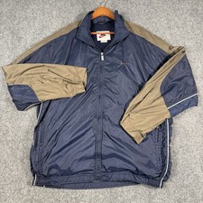 Vtg 90s Nike Windbreaker Jacket Mens XL Navy Khaki Brown Woven Tag Full Zip