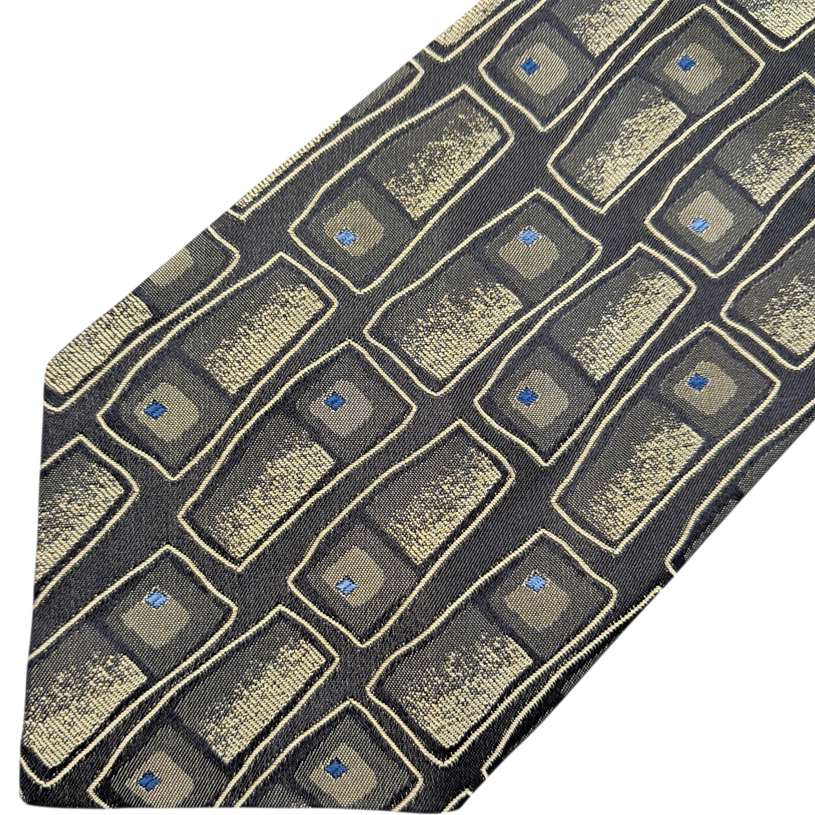 Enrico Mori Tie Gold 3.5" Wide Men's Silk VTG Smart 80s Office Work Wear Wedding image 2