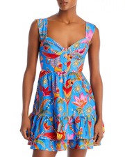 Farm Rio Womens Macaw Party Blue Mini Dress Sz S NEW (#C2-D8)