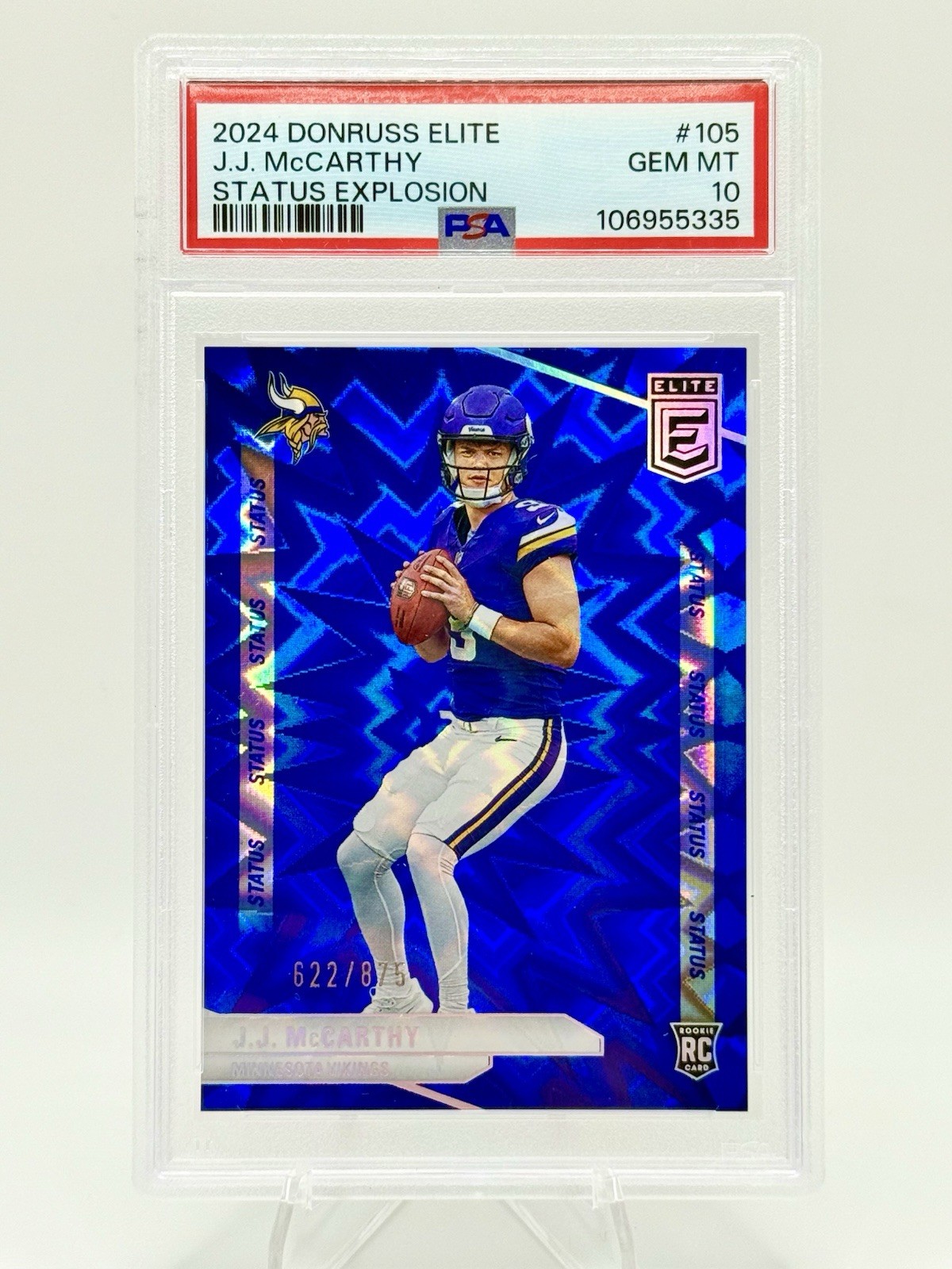 2024 Panini Donruss Elite - JJ McCarthy Status Explosion /875 (RC) PSA 10 POP 3!