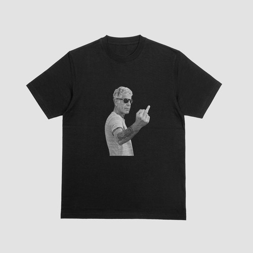 Anthony Bourdain Middle Finger Tshirt Funny TV Chef Joke Tee 052 - Afbeelding 1 van 5