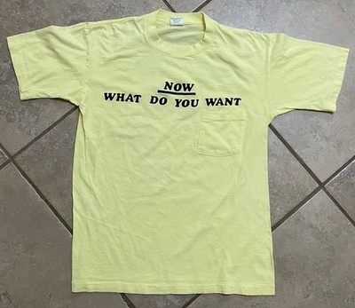 Vtg Single Stitch Tshirt Go Away I Don t Like You Pocket Tee Belton Men M Yellow