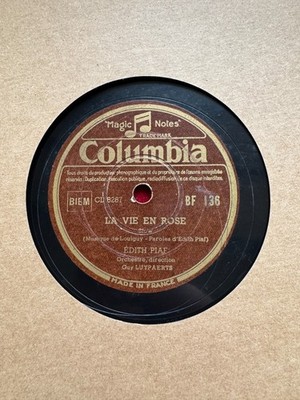 78Rpm, Personality, Edith Piaf 'La Vie En Rose' French Original Issue Columbia!