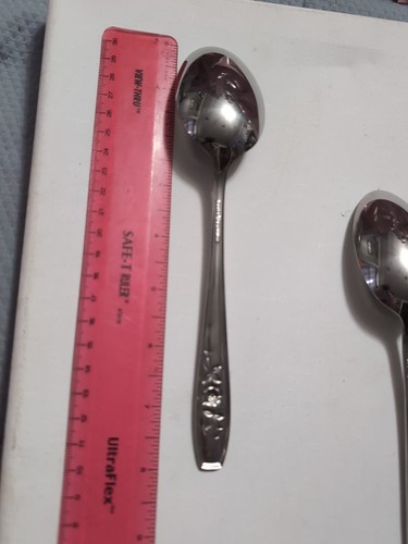 Vintage Silverware MCM Walco/Wallace Evening Rose Garden 2 Serving Spoons - Afbeelding 6 van 8