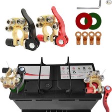 2PCS Car Battery Terminal Connectors, 4 Way Positive and Negative Pole Quick Rel