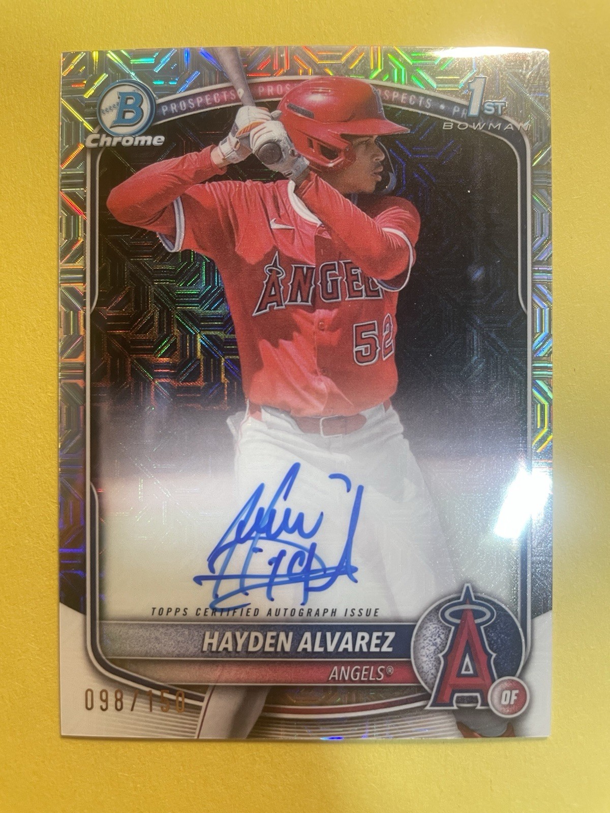 2025 BOWMAN CHROME 1ST HTA CHOICE REFRACTOR HAYDEN ALVAREZ AUTO /150