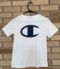 Champion Shirt Boys Sz Large White Short Sleeve Logo (See condition description)