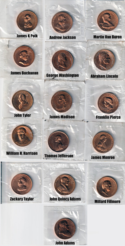 16 US Mint Presidential Bronze Medals Lot - Mint in Cellophane Wrap
