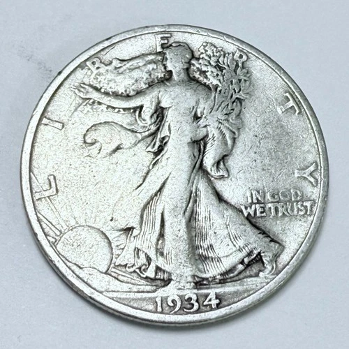 1934-S 50C Walking Liberty Half Dollar 90% Silver Very Fine Details #4559