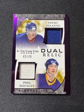 2022-23 Leaf In The Game Used Hockey Dual Relic Phil Housley / Teemu Selanne /45
