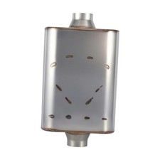 Universal Muffler Single 409 Stainless Steel 2.5" Inlet/Outlet Silver