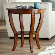 Patterson II Vintage Cherry Round Accent Side End Table 26" with Shelf Brown