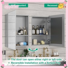 Bathroom Mirror Cabinet Wall Mount Storage Organizer w/ Door Medicine Cabinet