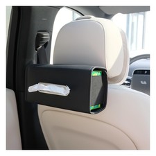Premium PU Leather Car Tissue Holder, Classic Style, Rectangular, Black