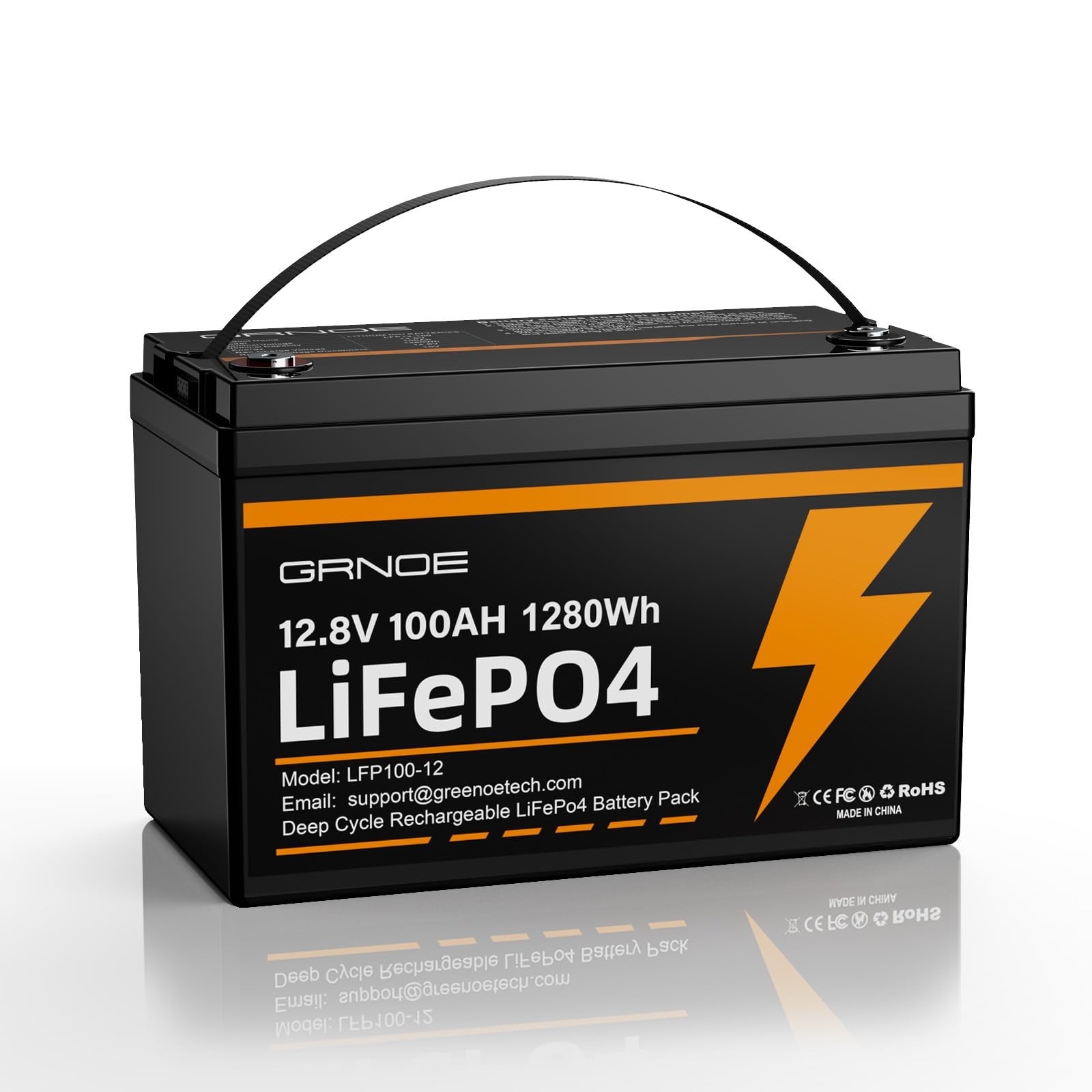 GreenOE 12V 100Ah 1280Wh LiFePO4 Battery Group 31 With Built-in 100A BMS for RV