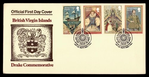 DR WHO 1980 BRITISH VIRGIN ISLANDS FDC DRAKE COMBO R38821