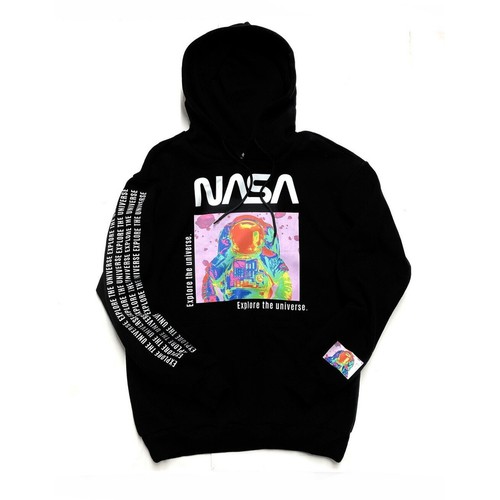 NASA Rainbow Neon Hoodie Hot Pink Size Medium M Astronaut Men’s Women’s Adult