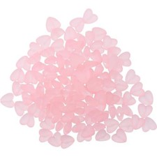 200Pcs Acrylic Heart Beads, Heart Shape Frosted Loose Bead, Transparent Pink