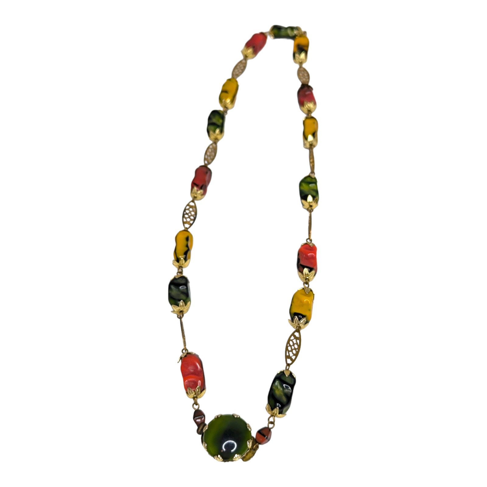 Western Germany Pressed Multi Colored Beaded Gold… - image 2