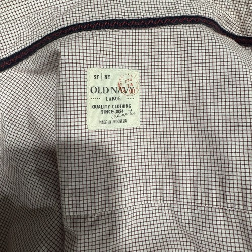Old Navy Mans Pink Beige Short Sleeve Collared Button Up Pocket Shirt Size L - Picture 6 of 6