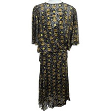 Preen by Thornton Bregazzi Lydia Black/Yellow Floral Print Dress Size S