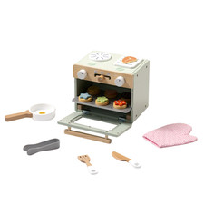 Wooden Toy Oven Kitchen Playset  Pretend Cooking Stove Set with Accessories