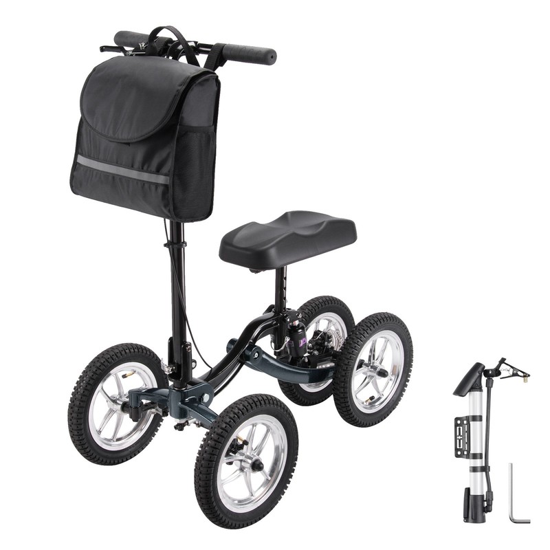 Yescom Knee Scooter All Terrain Knee Walker for Adults for Foot Surgery Black