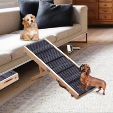 Adjustable Dog Ramp Portable Folding Pet Ramp 32" Long Wooden Pet Ramp Non-Slip