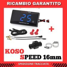 Termometro KOSO Indicatore Temperatura Acqua Sensore Moto + RACCORDO TUBO 16 mm