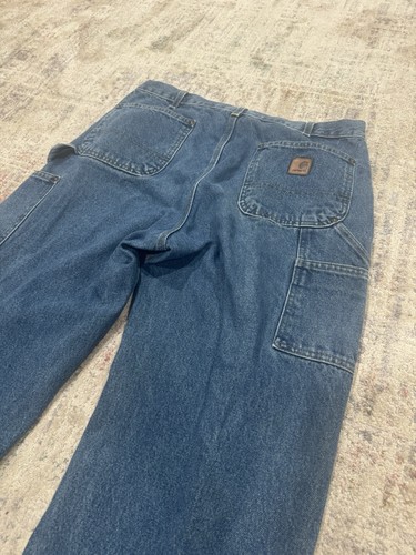 Carhartt Herren 36 x 34 Double Knee Blau Denim Arbeitshose Original Latzhose Fit - Bild 4 von 13