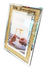 Image of 50th Wedding Anniversary Photo Frame Golden Mirror Glass 5 x 7 inches, Gold