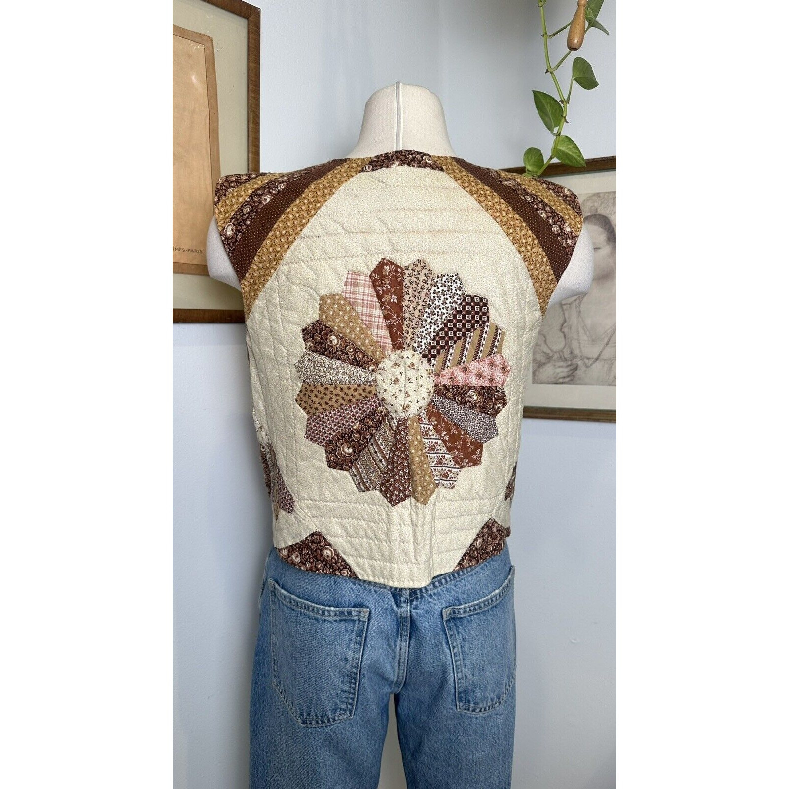 Vintage Patchwork Quilted Vest – Handmade Boho Fo… - image 5