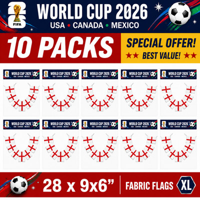 10 Packungen England WM 2026 Stoff Flagge Wimpel Fußball Deko