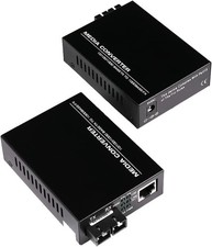 A Pair 2 Pack Multi-Mode Dual SC Fiber Gigabit Fast Ethernet Media Converter, Mi
