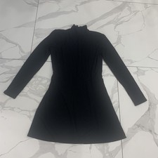 Reformation Maya Mini Dress Sz large Ribbed Knit Black Turtleneck Long Sleeve 