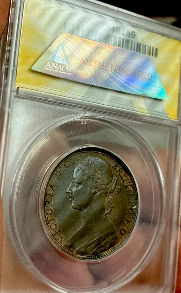 1891  1P Great Britain ANACS AU 58-Beautiful old coin - Image 3 of 3