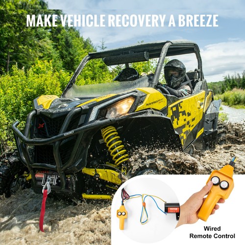 VEVOR Electric Winch ATV UTV 2000 lb Steel Cable IP 55 Waterproof Wired Control - Photo 5 sur 12