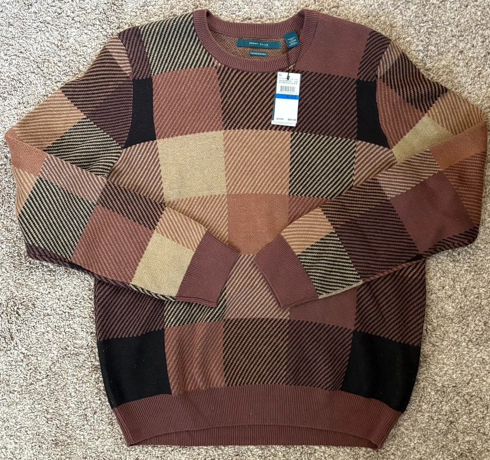 Mens Perry Ellis XL Sweater Fall Brown - Brand New - Image 3 of 4