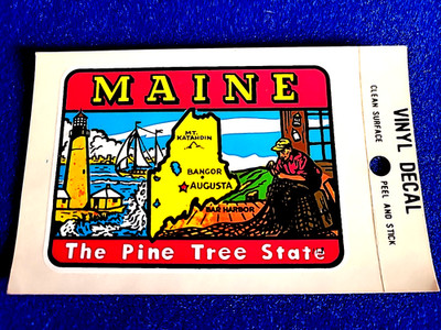 Maine The Pine Tree State Vintage Souvenir Decal / Window Sticker