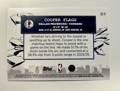 2025/2026 Topps - Cooper Flagg Rookie Clutch City Prospects CC-1