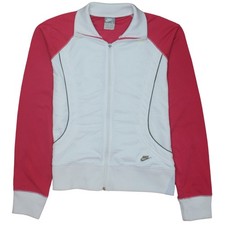 Nike Womens White Pink Track Jacket L Lightweight Full Zip Sports Top