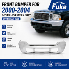 Chrome Steel Front Bumper For 2000-2004 F-250 F-350 Super Duty Wo Sensor Hole