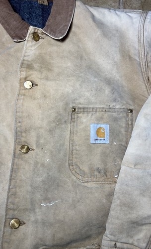 Vintage Carhartt Chore Jacket Mens Med 44/46 Blanket Lined Thrashed Distressed - Picture 6 of 12